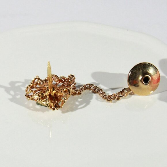 Vintage Jade Gold Tone Tie Tack - Picture 3 of 6